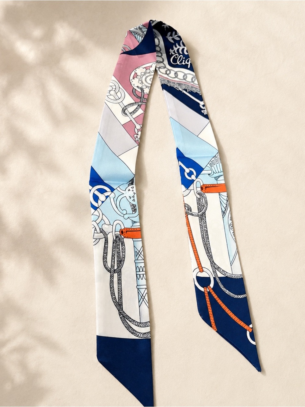 Designer Inspired Navy Equestrian Twilly Scarf